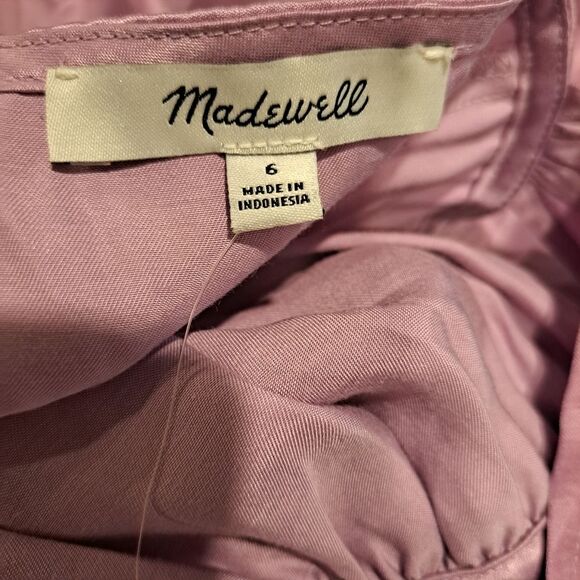 Madewell Square Neck Midi Dress Lilac Satin sleeveless adjustable size 6 new NWT - Picture 14 of 16